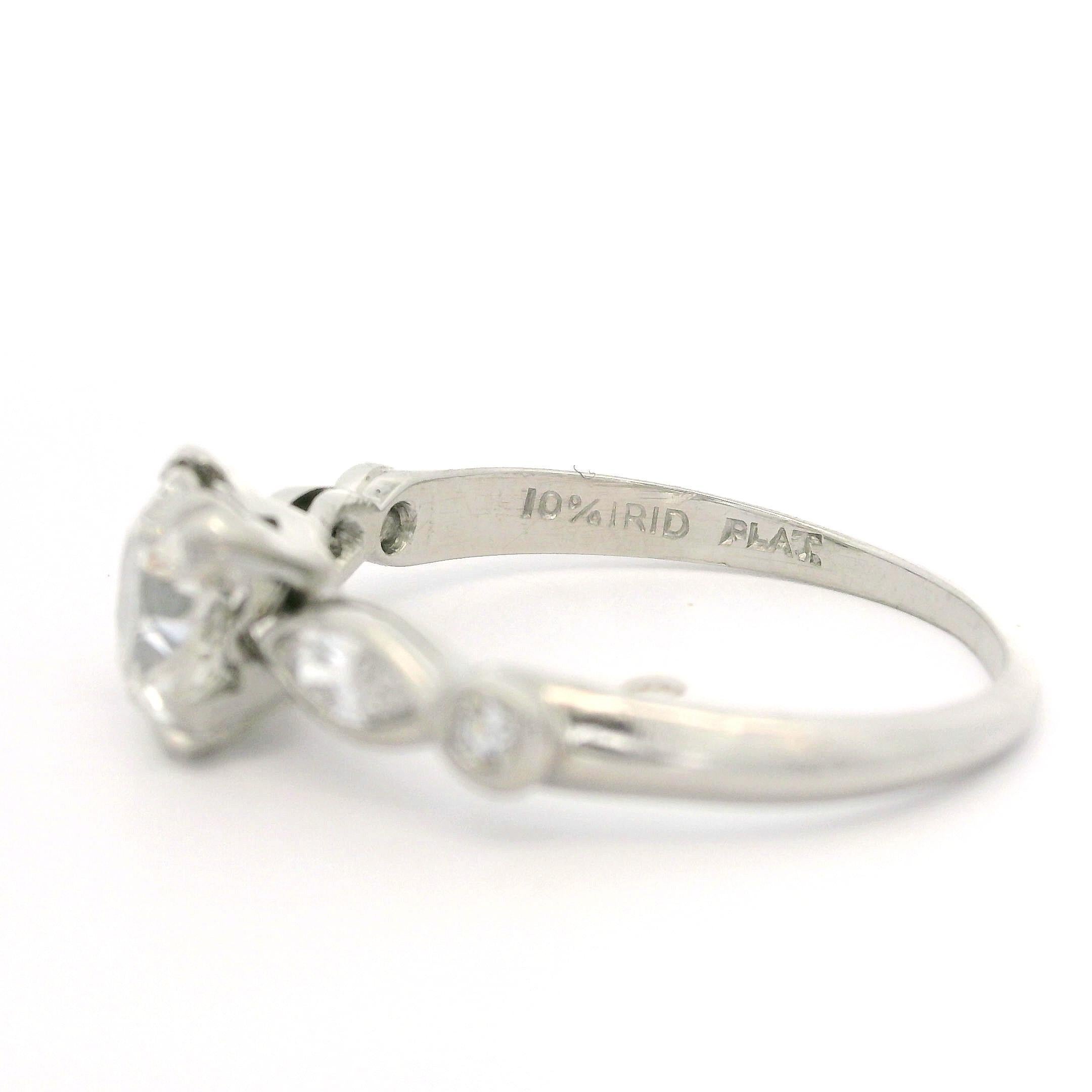 Antique Art Deco Platinum GIA 1.32ctw Old Cut Diamond Engagement Ring For Sale 5