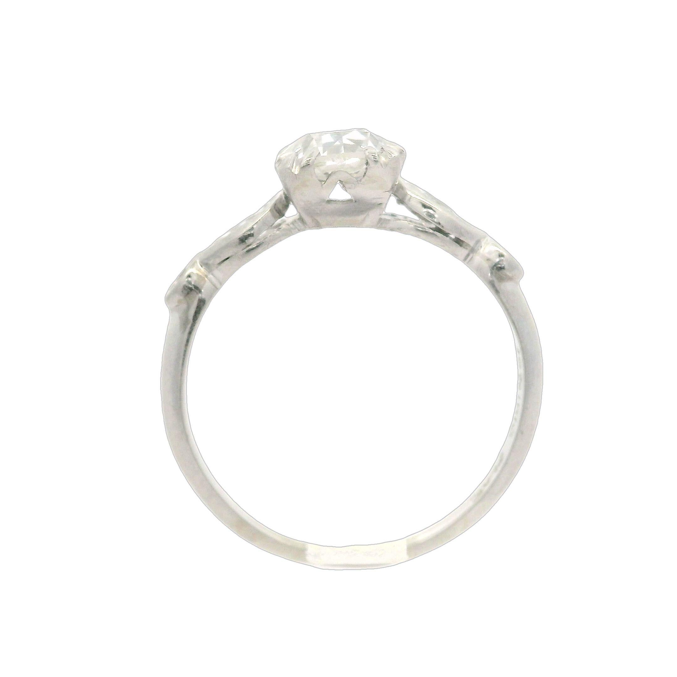 Antique Art Deco Platinum GIA 1.32ctw Old Cut Diamond Engagement Ring For Sale 1