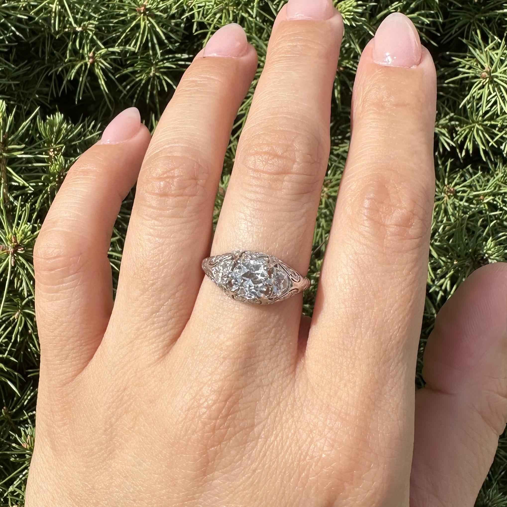 --Stone(s):--
(1) Natural Genuine Diamond - Old European Cut - Gorgeous Diamond - Prong Set - H Color - VS1 Clarity - 1.04ct (exact - certified)
** See Certification Details Below for Complete Info **
(2) Natural Genuine Diamonds - Old European Cut