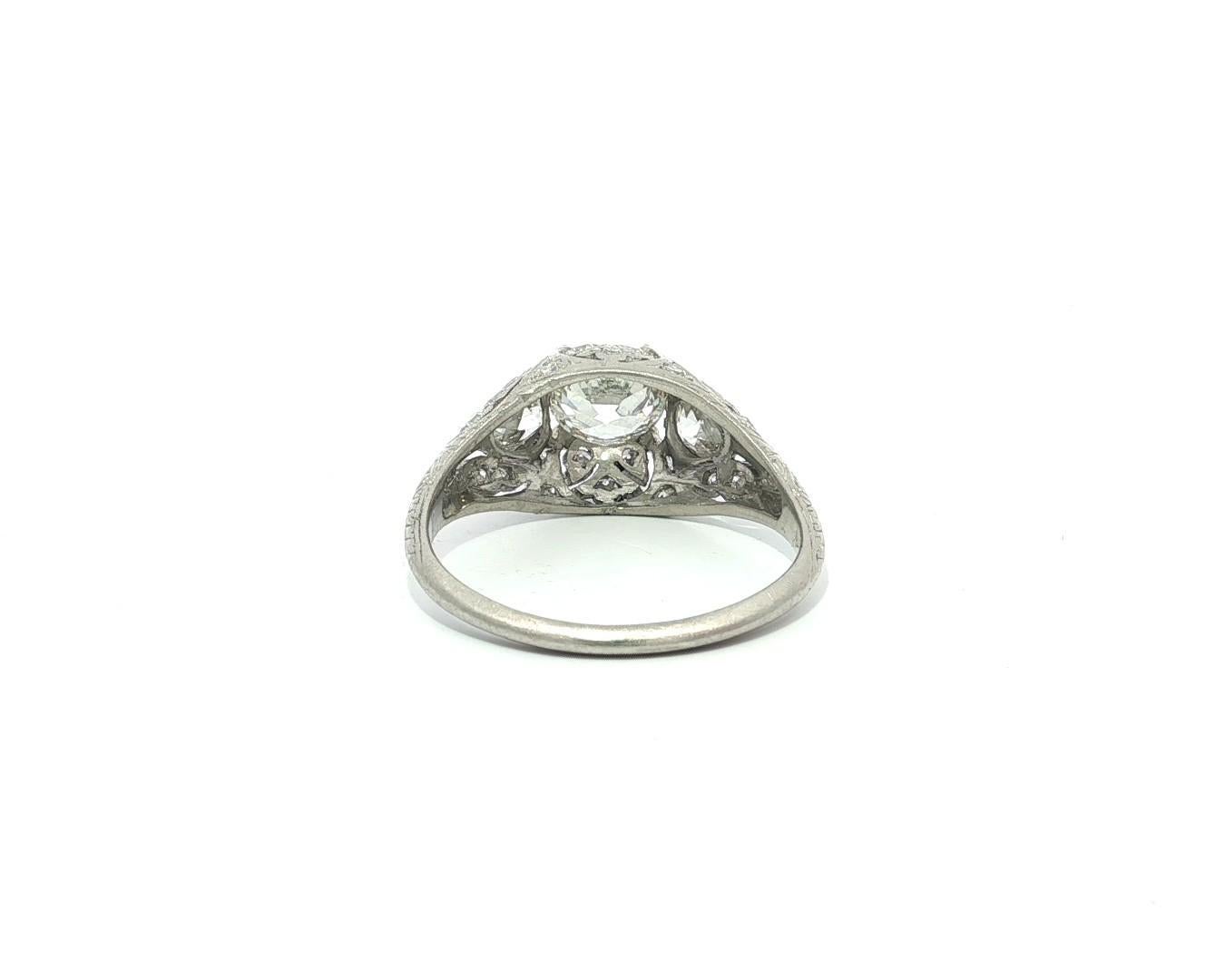 Antique Art Deco Platinum GIA 1.76ctw Old European Diamond Solitaire Ring For Sale 1