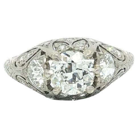Antiker Art Deco Platin GIA 1.76ctw alter europäischer Diamant Solitär Ring