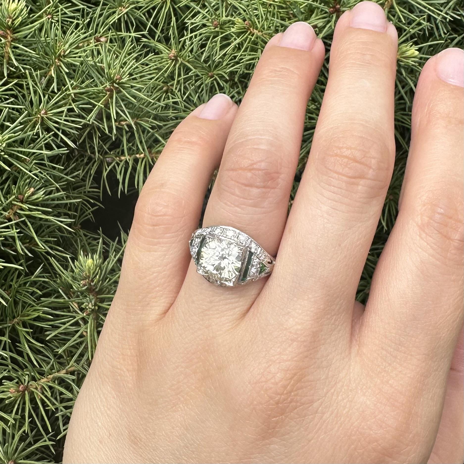 Antique Art Deco Platinum GIA 2.57ct Large Center Diamond Engagement Ring For Sale 6