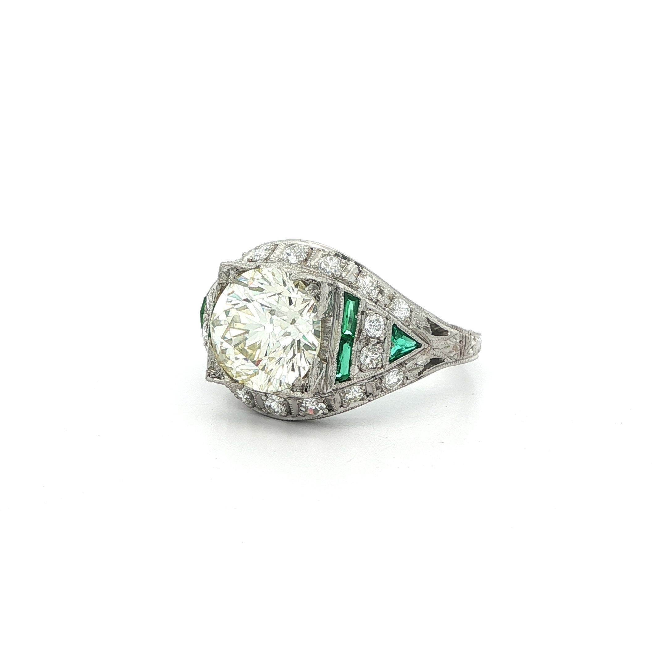 Antique Art Deco Platinum GIA 2.57ct Large Center Diamond Engagement Ring For Sale 10