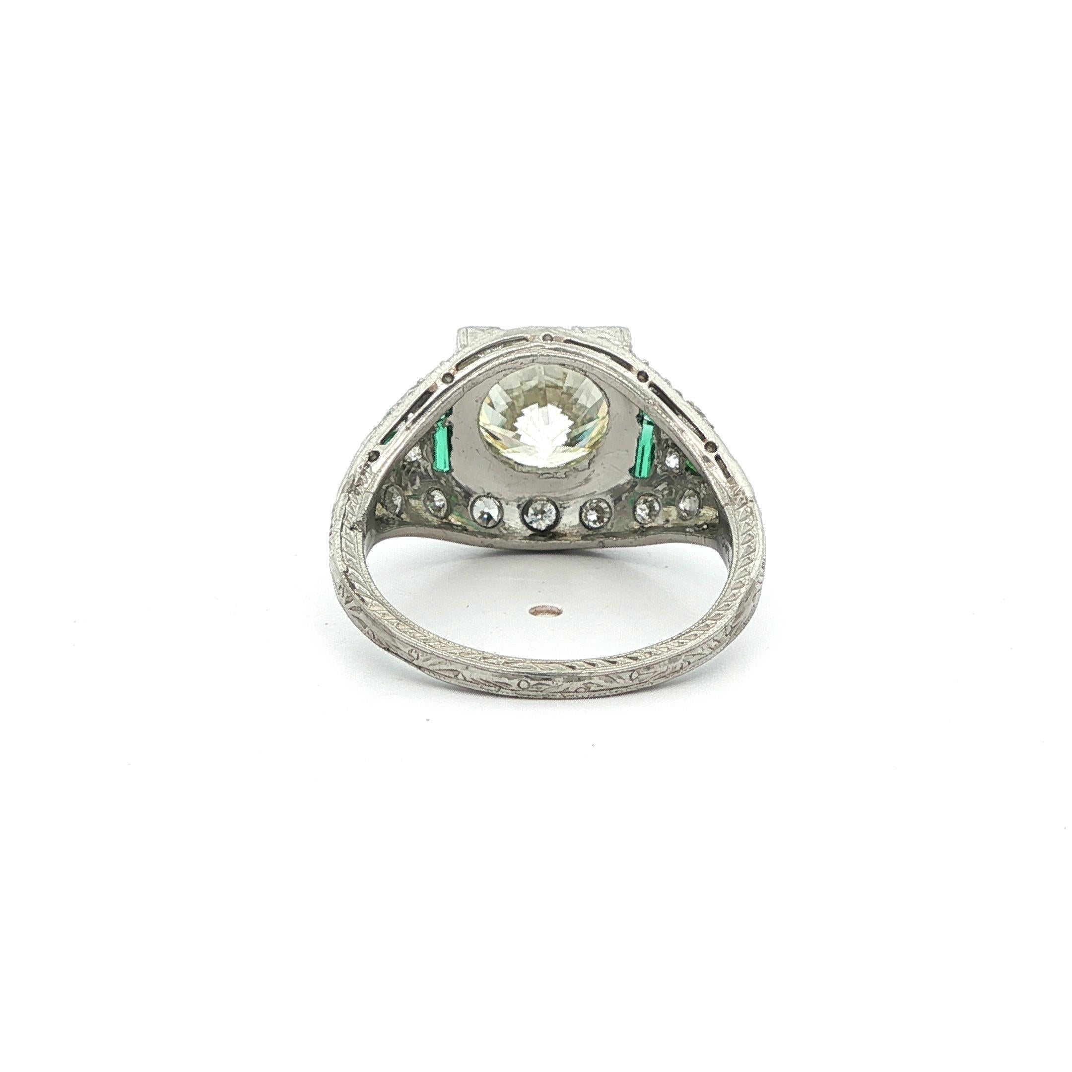 Antique Art Deco Platinum GIA 2.57ct Large Center Diamond Engagement Ring For Sale 4