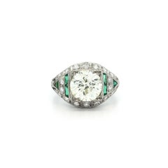 Antique Art Deco Platinum GIA 2.57ct Large Center Diamond Engagement Ring