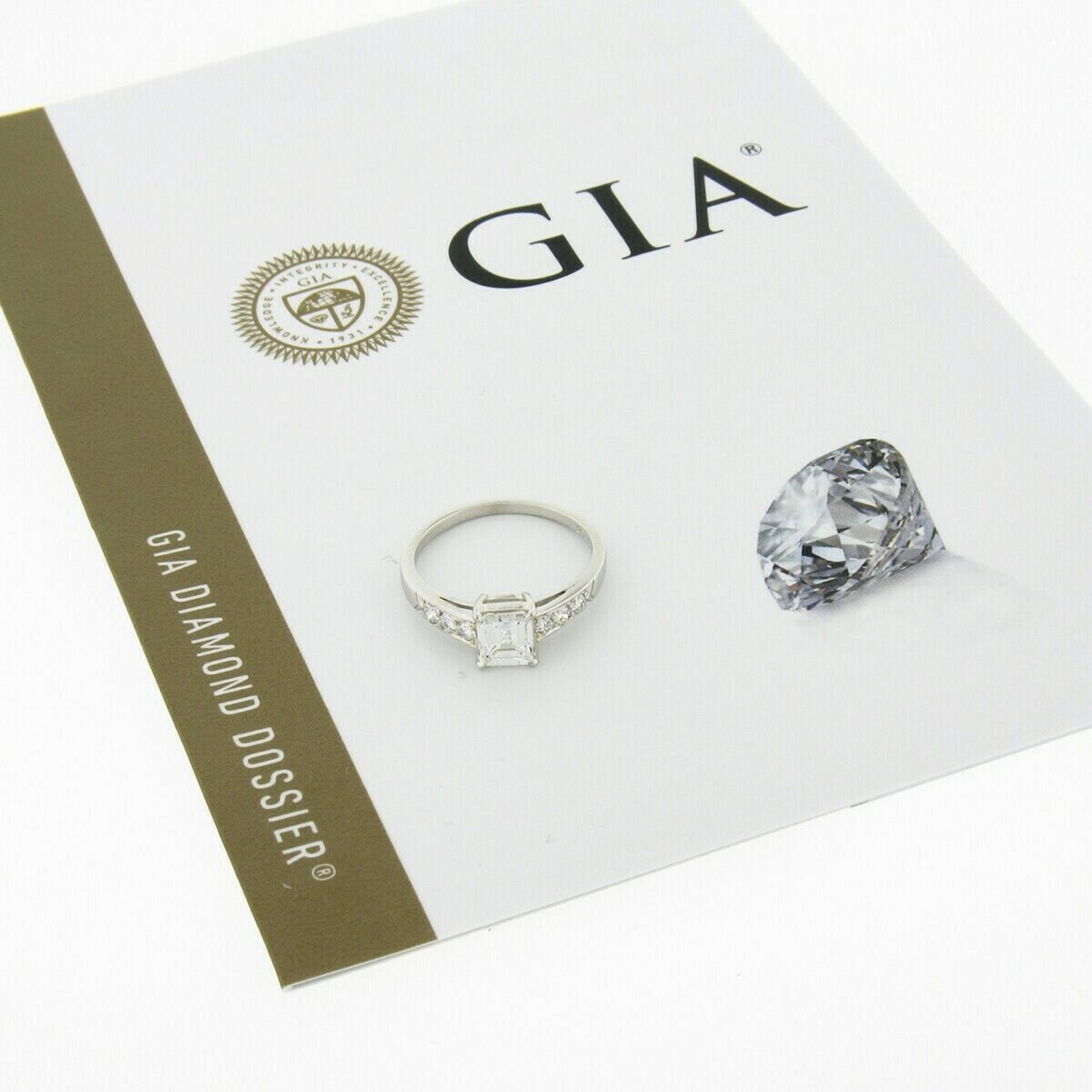 Antique Art Deco Platinum GIA Emerald Cut Diamond w/ Accents Engagement Ring 6