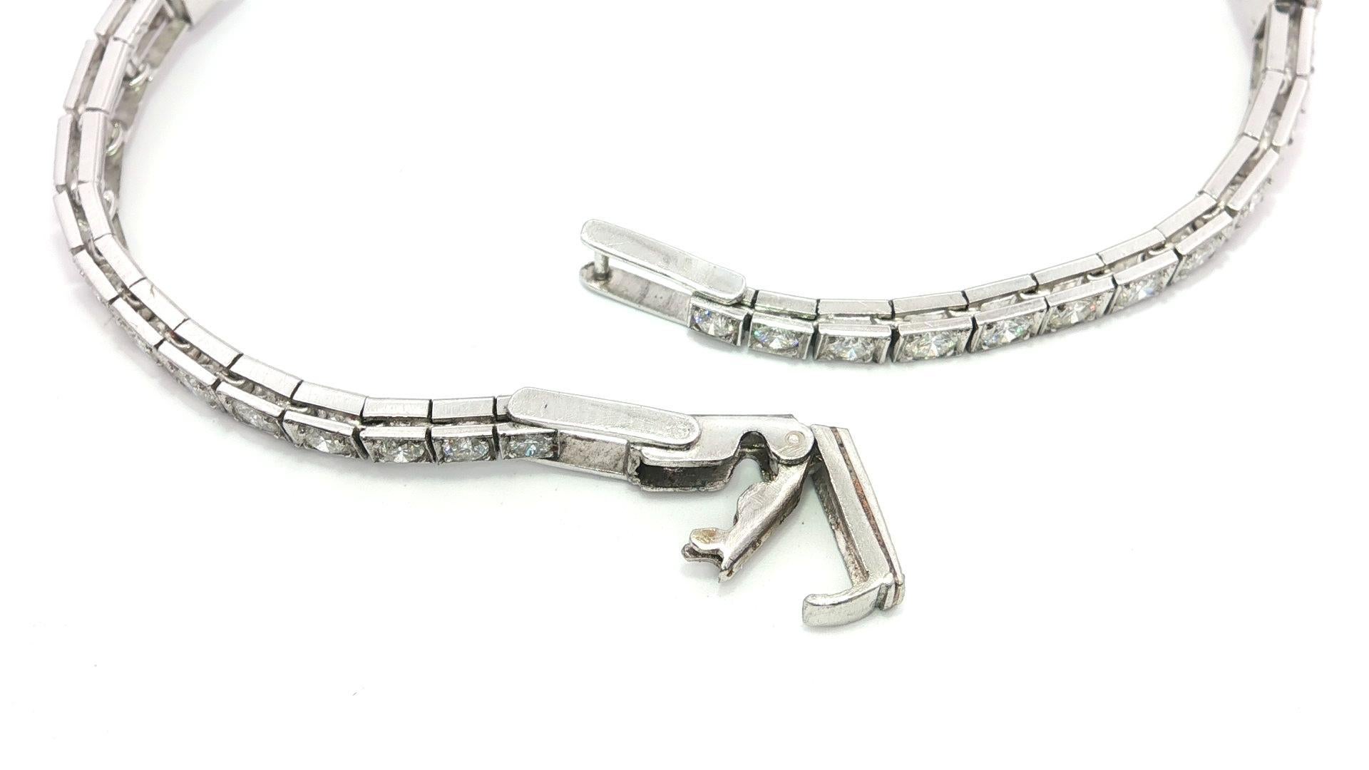 Pulsera antigua Art Decó de platino con diamante marquesa y zafiro grabados a mano GIA en venta 4