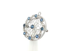 Antique Art Deco Platinum GIA Yogo Gulch USA Sapphire Diamond Brooch Pendant