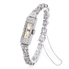 Antique Art Deco Platinum Glycine 4.41tcw Diamond Handwind Ladies Watch
