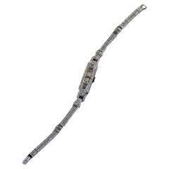 Antique Art Deco Platinum Glycine Old Cut Diamond Evening Watch