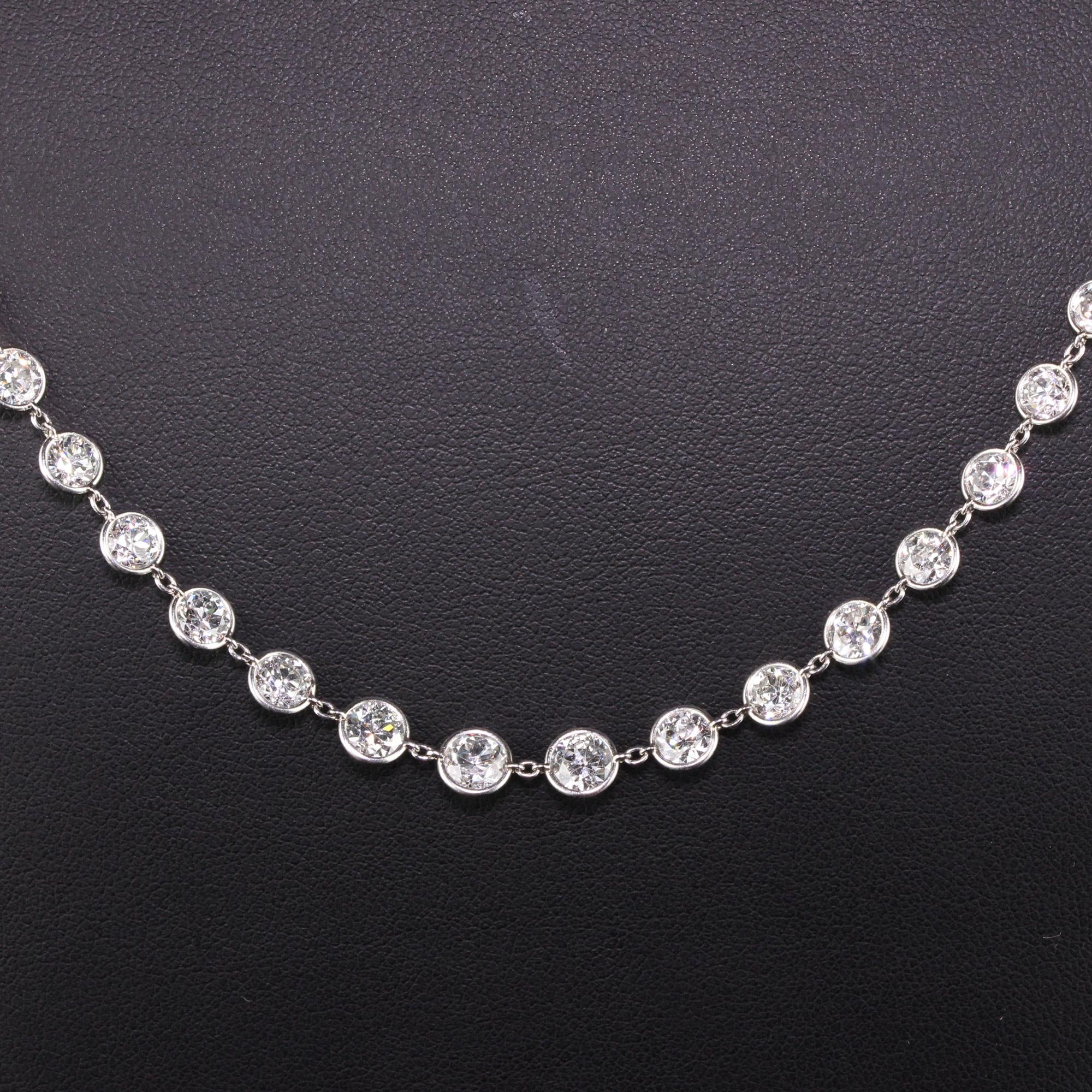 Collar Antiguo Art Decó Platino Graduado Diamantes Antiguos Europeos por Yarda 1