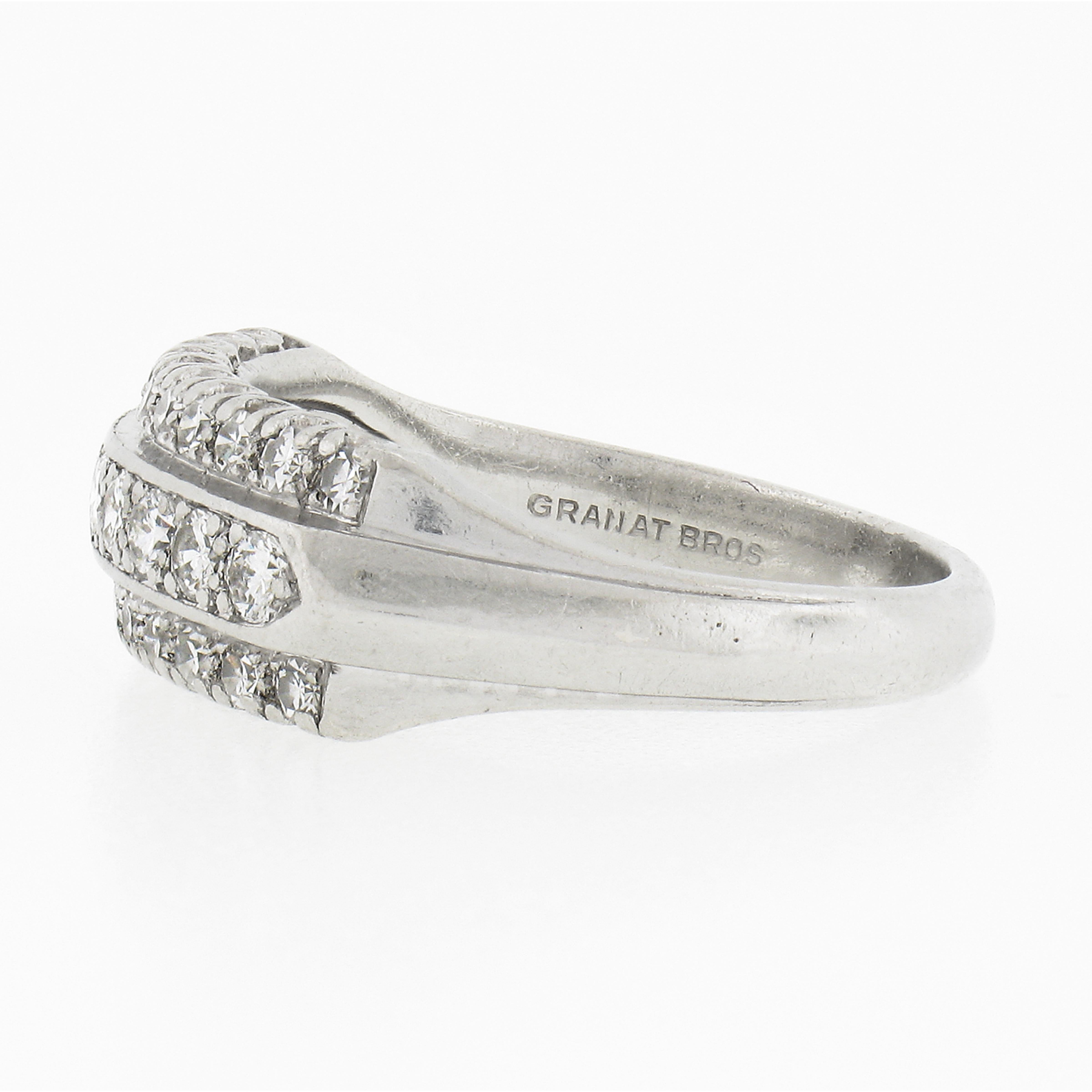 Women's Antique Art Deco Platinum Granet Bros. Fishtail Prong .50ctw Diamond Band Ring