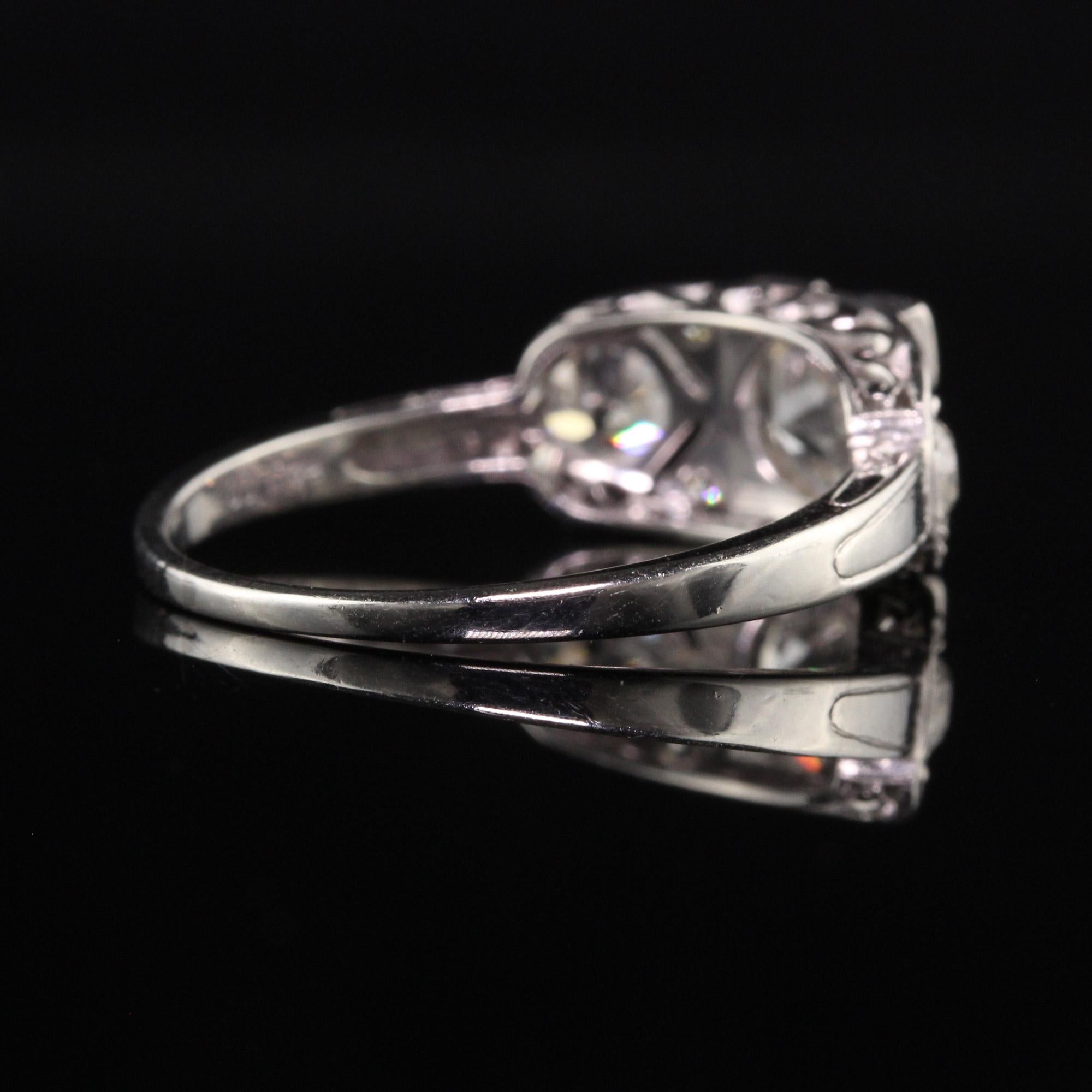 Women's Antique Art Deco Platinum Hall Co Old European Diamond Engagement Ring For Sale