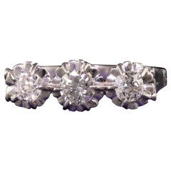 Antique Art Deco Platinum Hallmarked Old Mine Diamond Three Stone Ring
