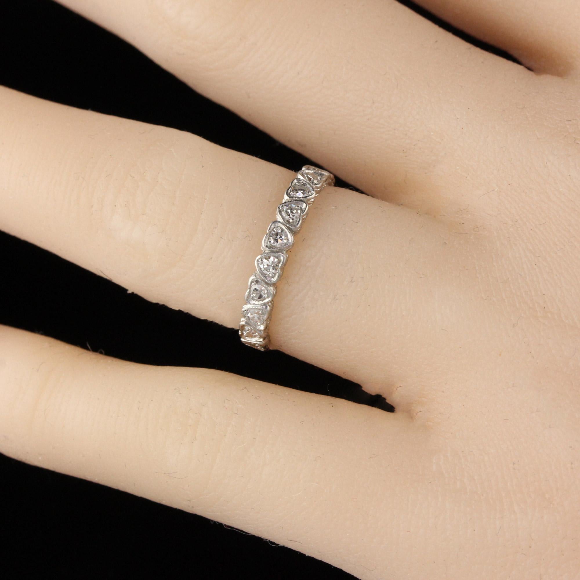 Round Cut Antique Art Deco Platinum Heart Diamond Eternity Band