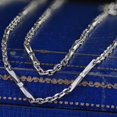 Antique Art Deco Platinum Intricate Link Chain Necklace Chain - 22 inches
