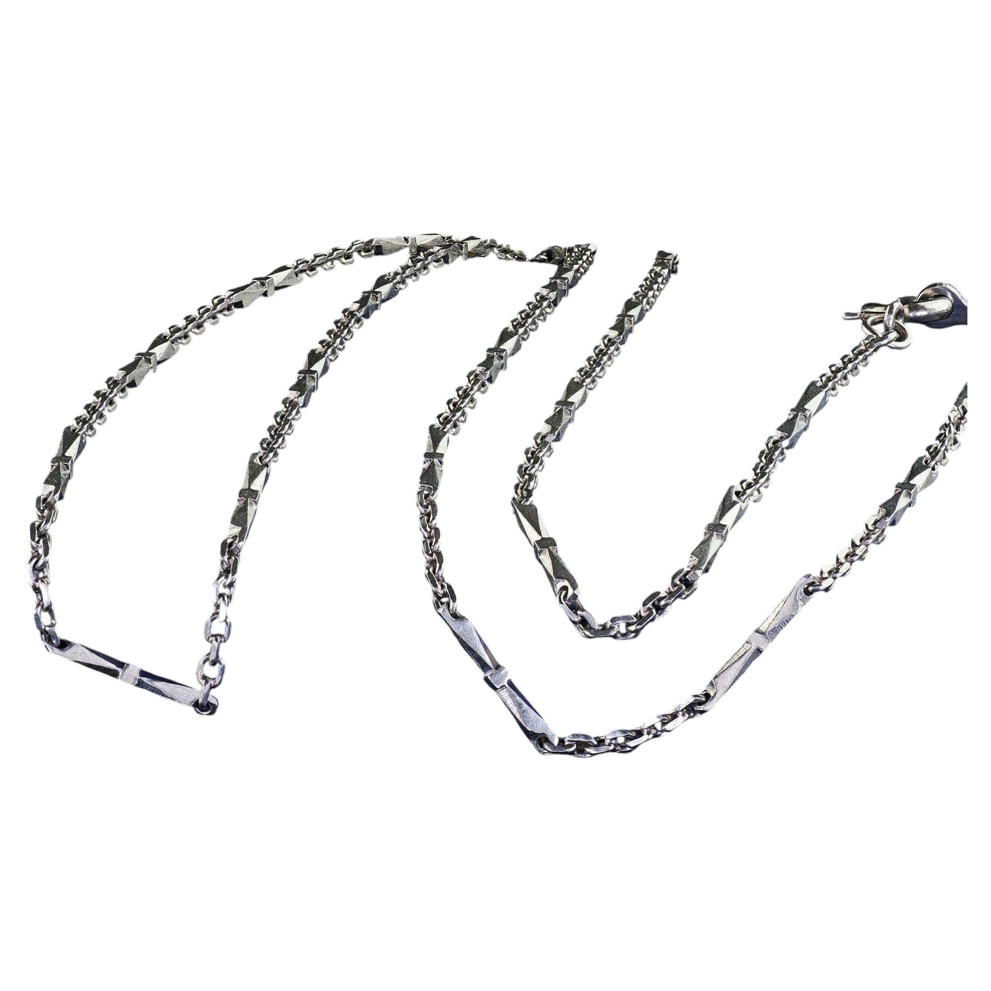 Antique Art Deco Platinum Intricate Link Chain Necklace Chain - 22 inches