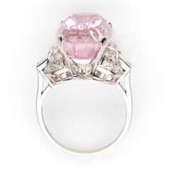 Antique, Art Deco, Platinum Kunzite and Diamond Cocktail Cluster Ring