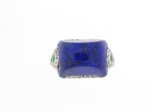 Antique Art Deco Platinum Lapis Diamond Ring
