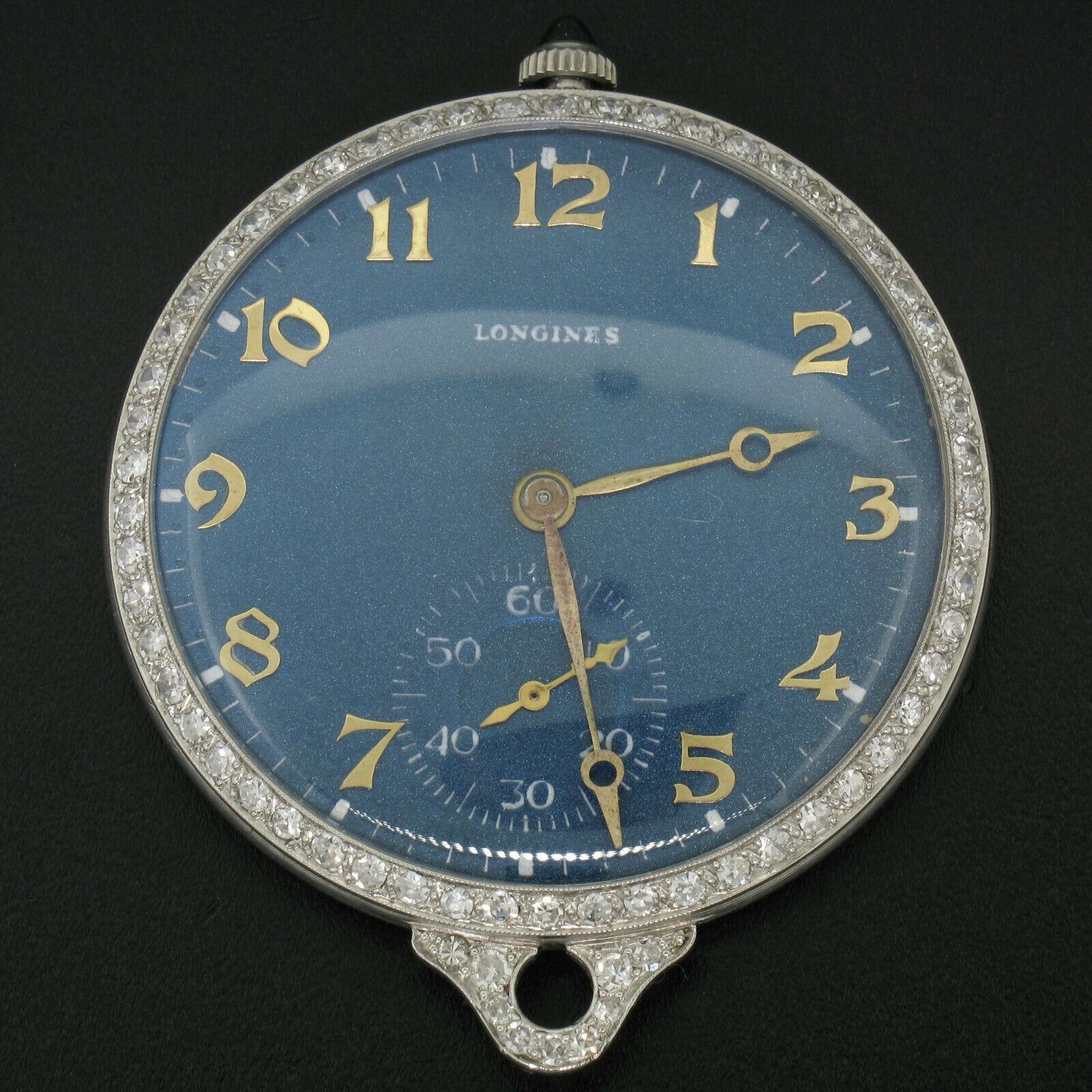This magnificent Swiss pocket/pendant watch was made by the Longines Watch Co. during the 1920's and features their 