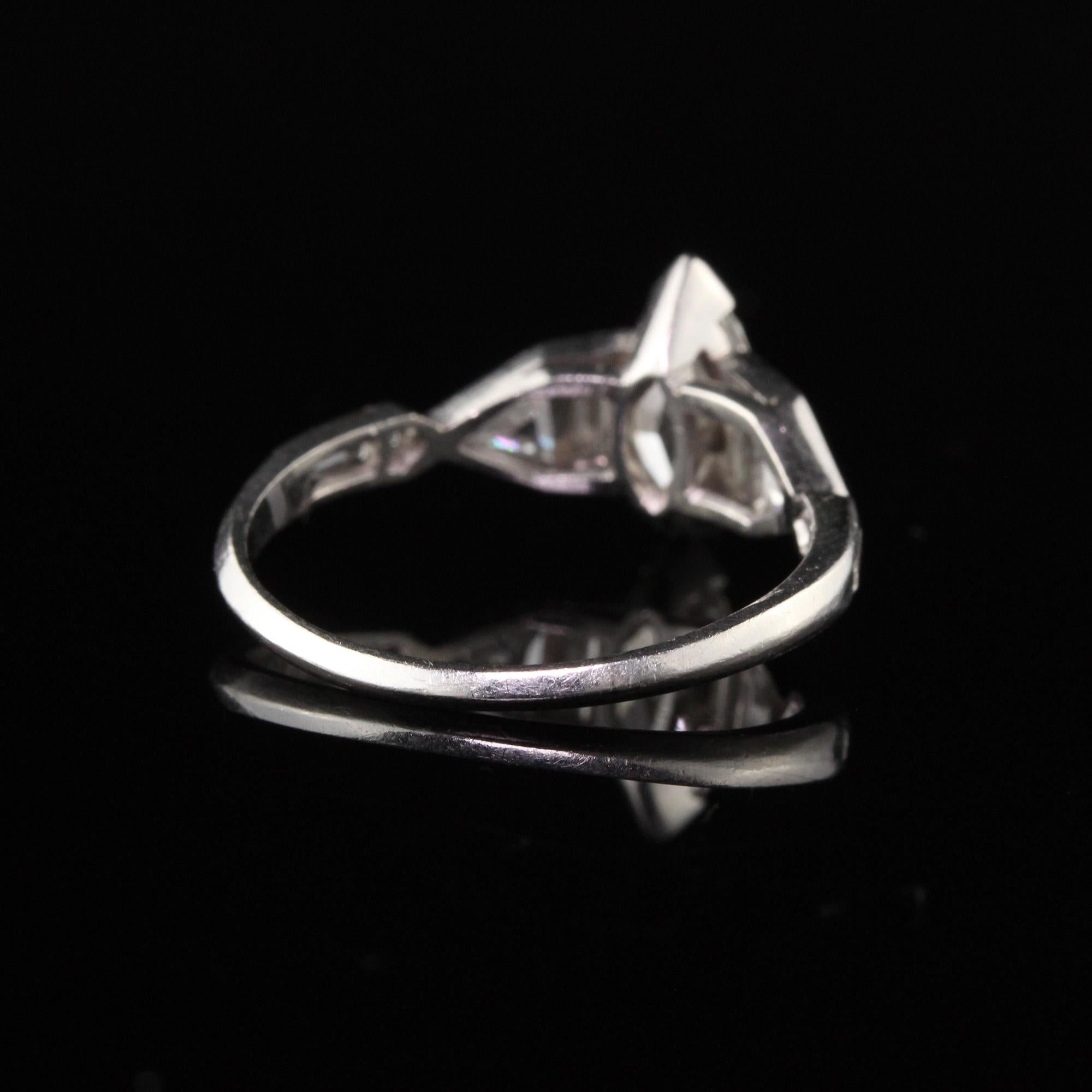 Women's Antique Art Deco Platinum Marquise Cut Diamond Engagement Ring