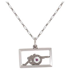 Antique Art Deco Platinum Military Pendant — Diamond and Ruby