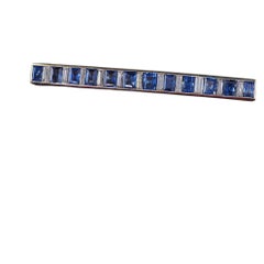 Antique Art Deco Platinum No Heat Sapphire and Diamond Bar Pin - GIA