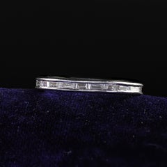Antique Art Deco Platinum Old Baguette Diamond Eternity Band - Size 4 1/2