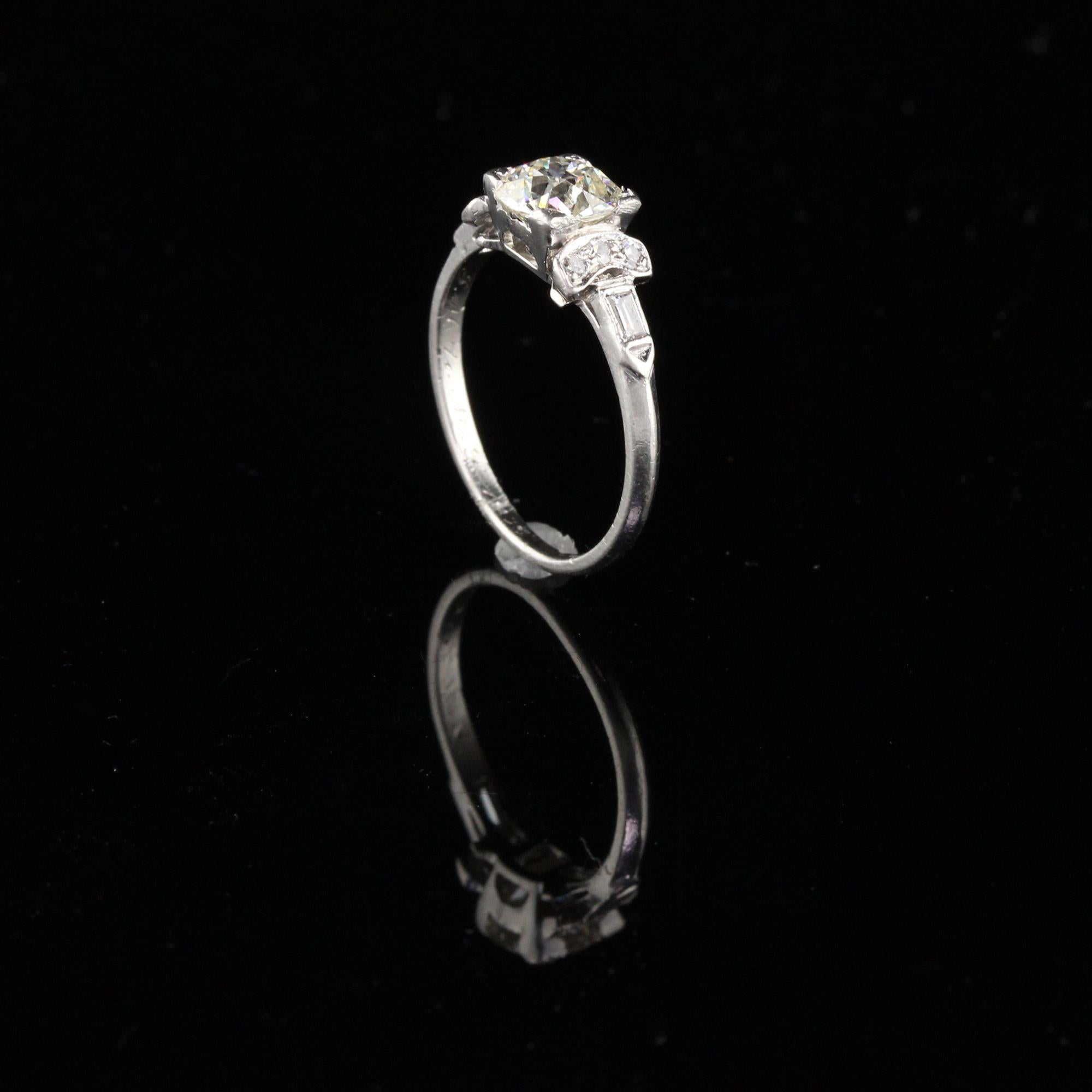 Marquise Cut Antique Art Deco Platinum Old Cushion Cut Diamond Engagement Ring