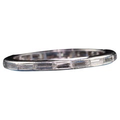 Antique Art Deco Platinum Old Cut Baguette Diamond Eternity Band