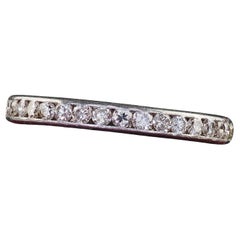 Fascia per l'eternità in platino antico Art Deco con diamanti taglio antico incisi - misura 5