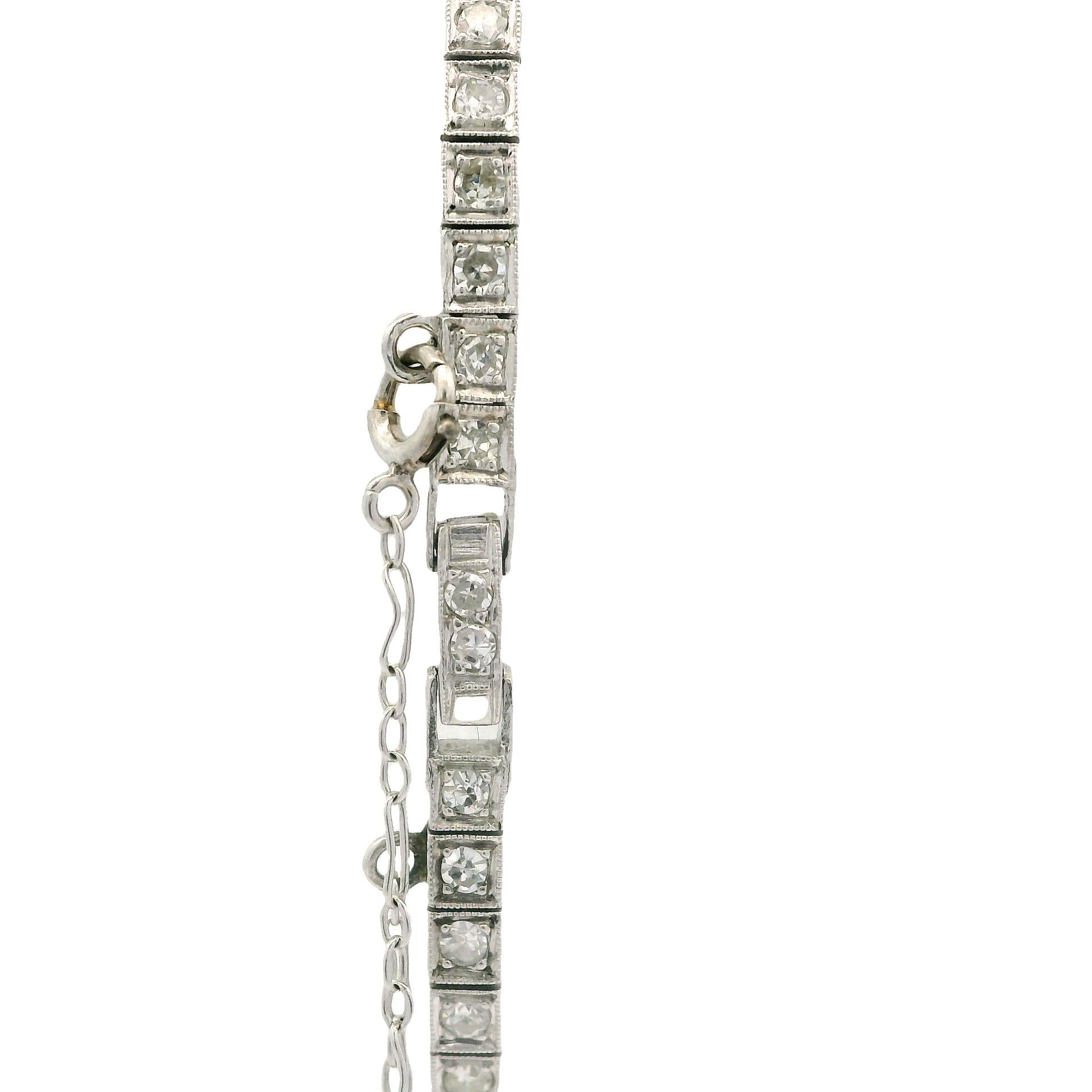 Antiguo Reloj de Pulsera Art Decó de Platino y Diamantes talla antigua 5