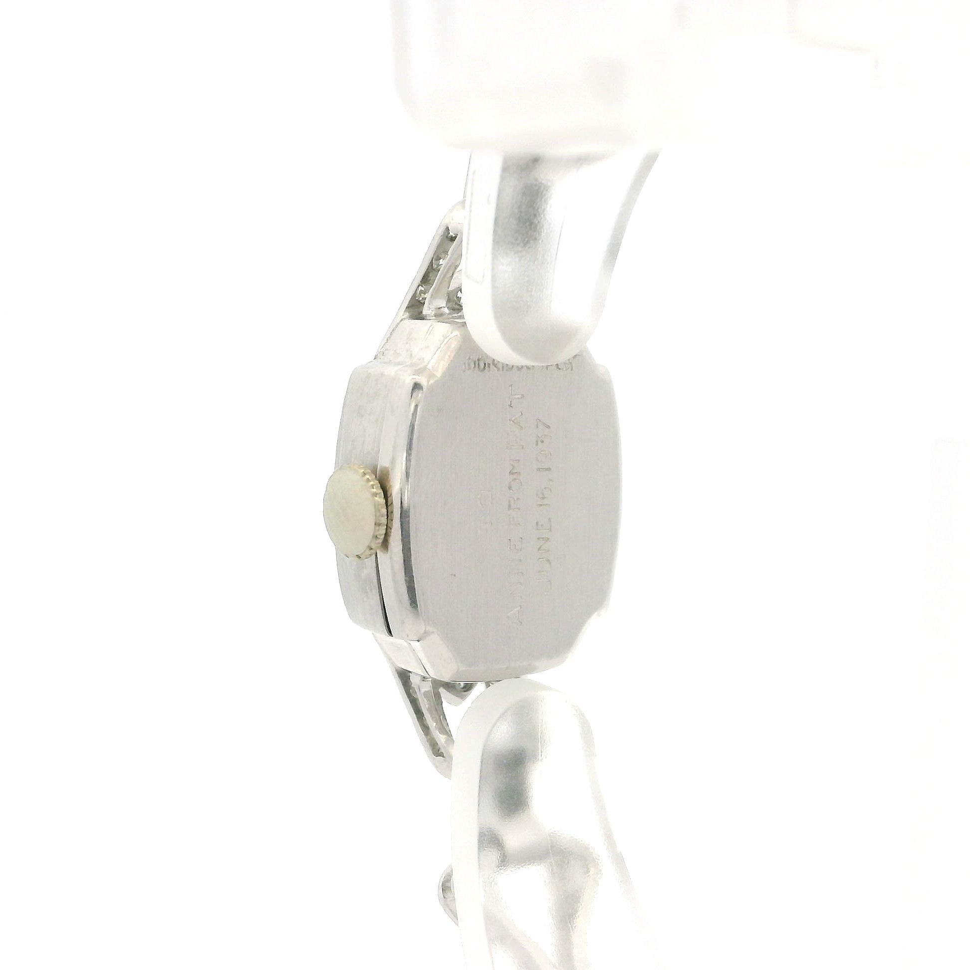Antiguo Reloj de Pulsera Art Decó de Platino y Diamantes talla antigua 4