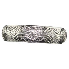 Alliance filigrane Art déco ancienne en platine avec diamants taille ancienne - Taille 6 1/2
