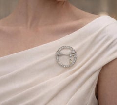 Antique Art Deco Platinum Old Cut European Marquise Diamond Dangle Wreath Brooch