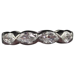 Antique Art Deco Platinum Old Cut Marquise Diamond Eternity Wedding Band