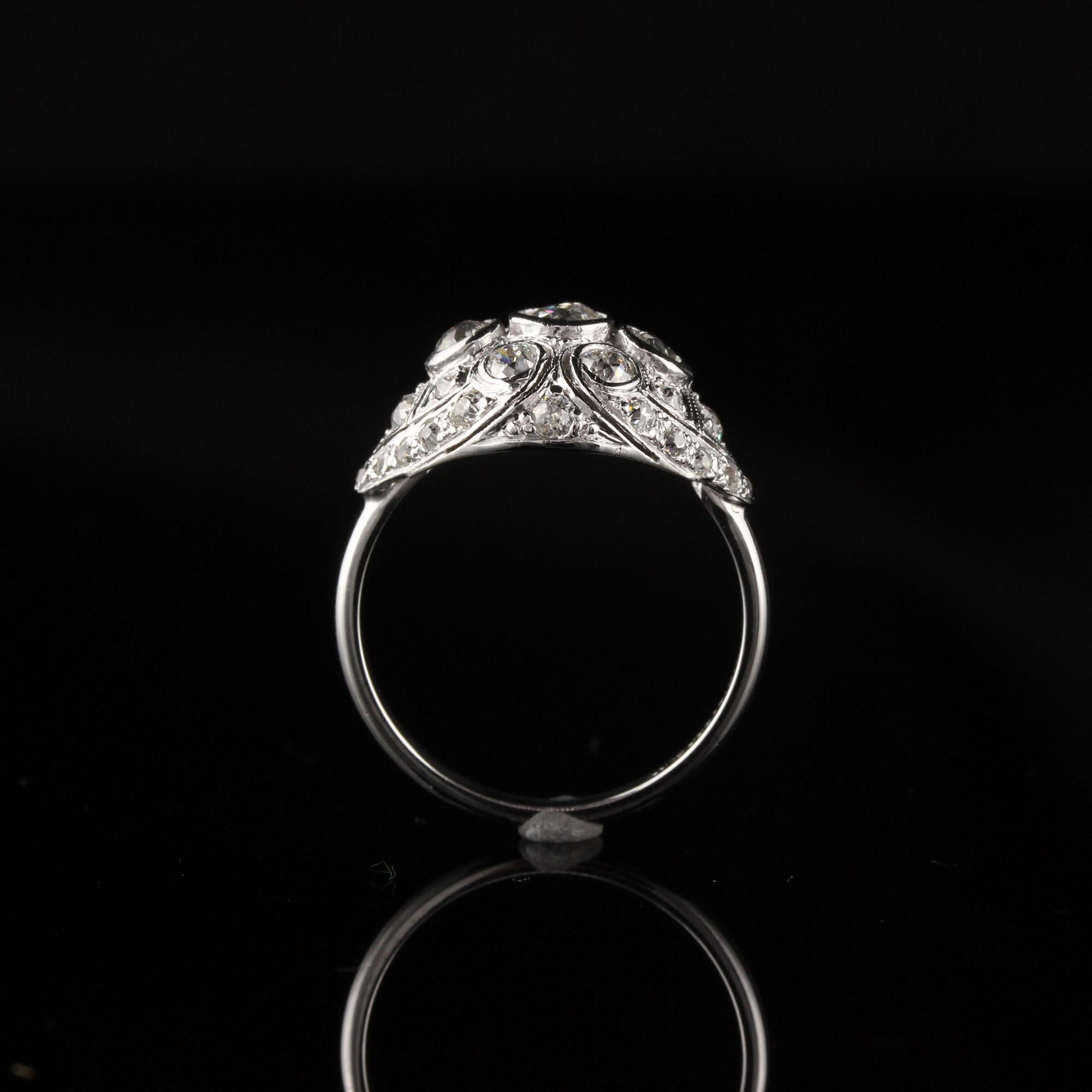 Women's Antique Art Deco Platinum Old Euro Cut Diamond Engagement Ring