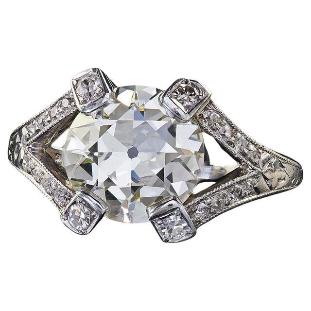 Diamond Look Rings Antique Art Deco Platinum GIA 1.18ct Old Round Cut Diamond Layer Stack ...
