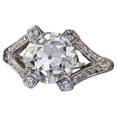 Anello di fidanzamento in platino Art Deco antico con diamanti a filigrana - GIA