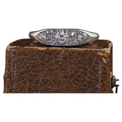 Anneau grappe de diamants européens anciens Art déco en platine, taille 8