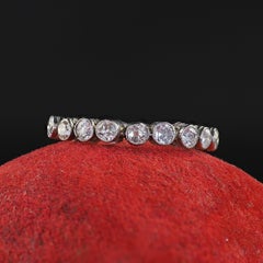 Antique Art Deco Platinum Old Euro Diamond Engraved Eternity Band - Size 4