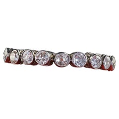 Antique Art Deco Platinum Old Euro Diamond Engraved Eternity Band - Size 4