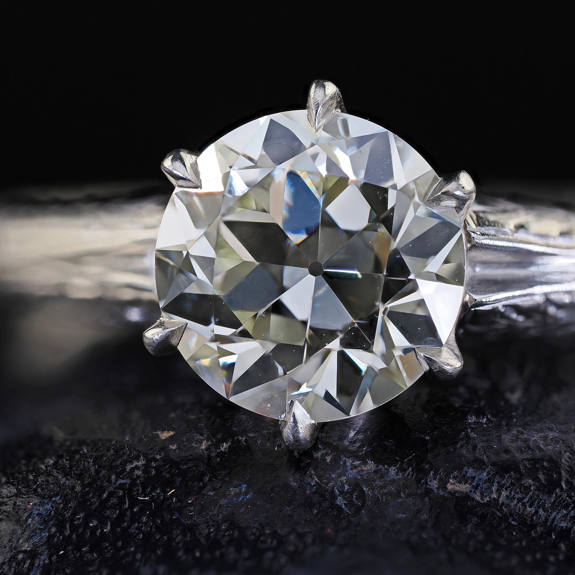 Bague de fiançailles solitaire Art déco ancienne en platine avec diamants européens anciens - GIA en vente 1