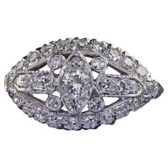 Antique Art Deco Platinum Old Euro Single Cut Diamond Filigree Ring