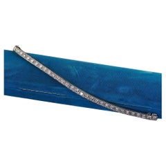 Antiguo Art Decó Platino Antiguo Diamante de Corte Europeo Clásico Pulsera de Tenis
