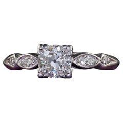 Antiker Art-Déco-Verlobungsring aus Platin mit Diamanten im alteuropäischen Schliff