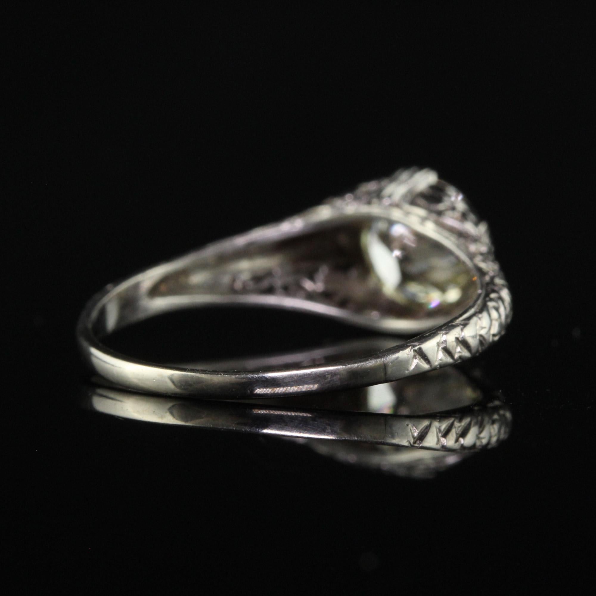 Antiker Art-Déco-Verlobungsring aus Platin mit Diamanten im alteuropäischen Schliff - GIA Damen im Angebot