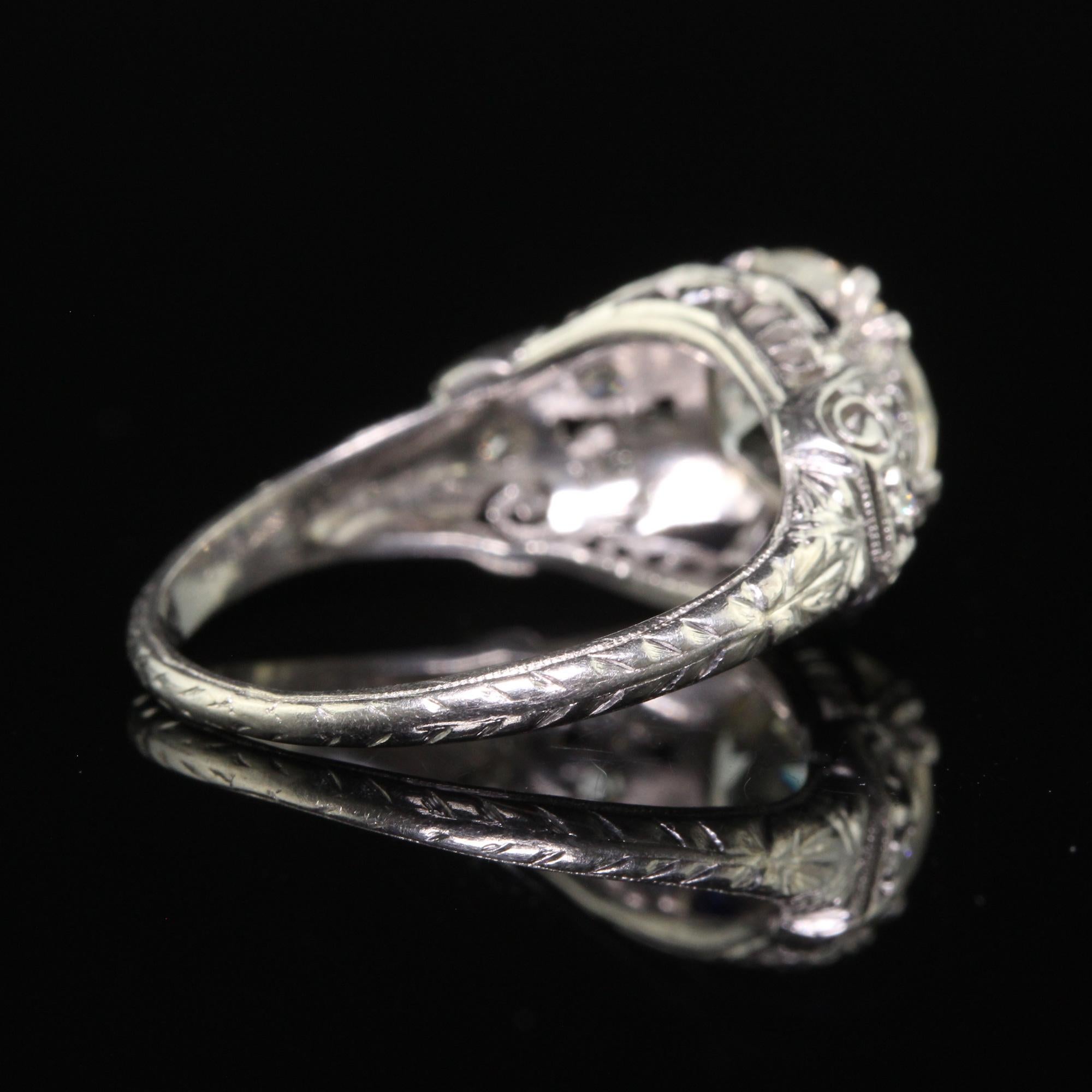 Bague de fiançailles Art déco ancienne en platine avec diamant taille vieille Europe, certifié GIA en vente 2