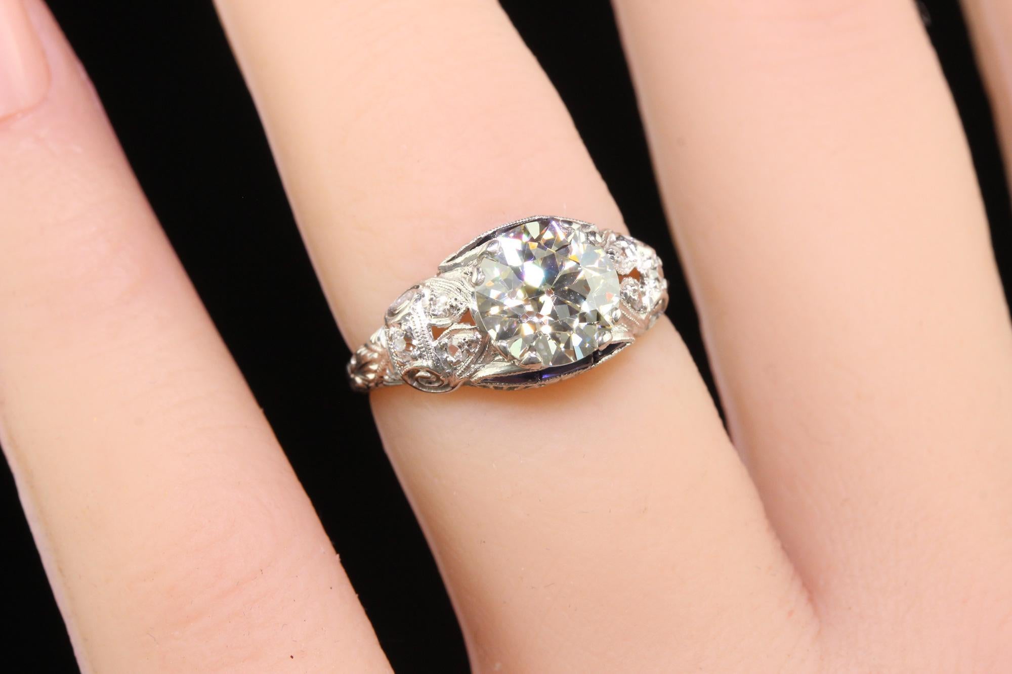 Bague de fiançailles Art déco ancienne en platine avec diamant taille vieille Europe, certifié GIA en vente 4