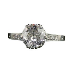 Antique Art Deco Platinum Old European Cut Diamond Engagement Ring - GIA